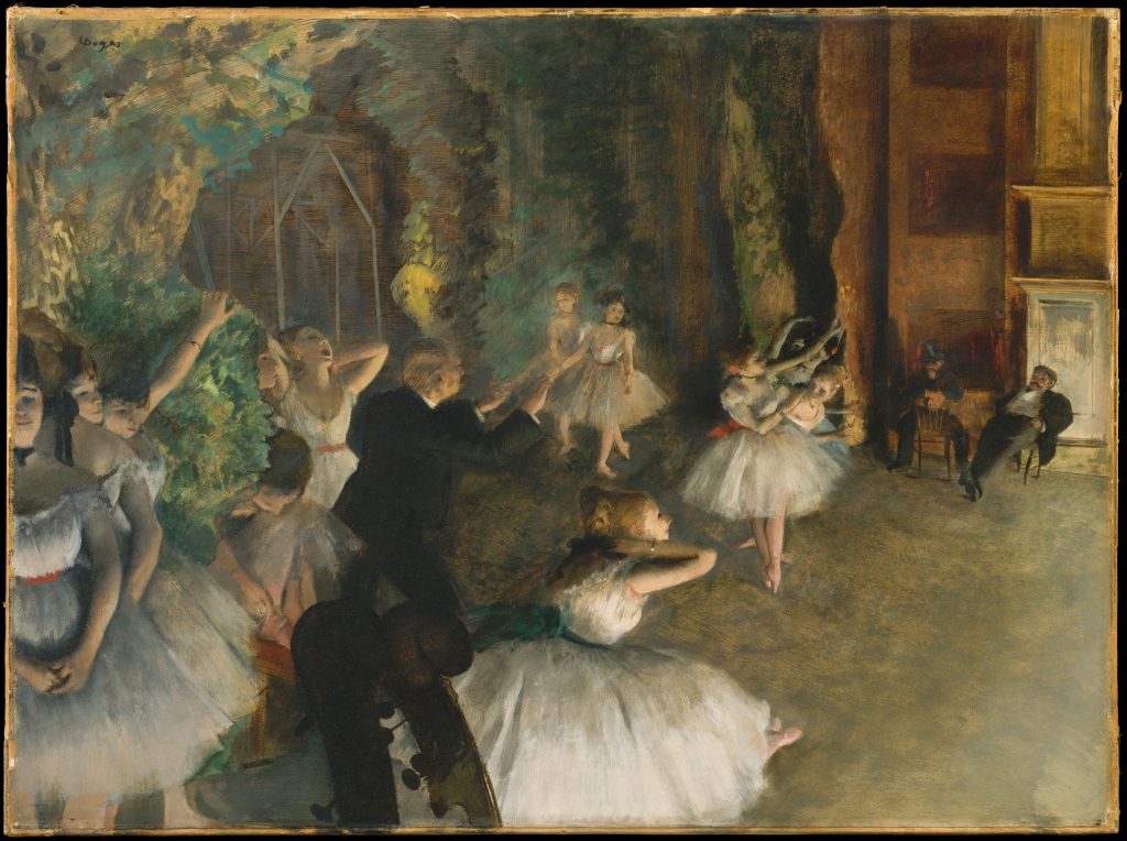 Edgar Degas, The Rehearsal of the Dancers Onstage. c. 1874. Image c/o the Met.