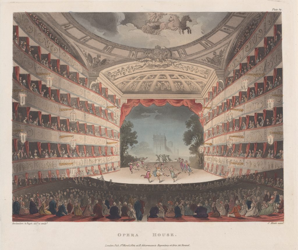 Opera House, Thomas Rowlandson, 1809