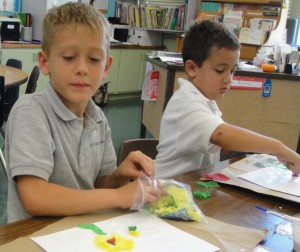 1st Grader’s Creativity Blooms with the “Flowers” Lesson from the Art Docent Program