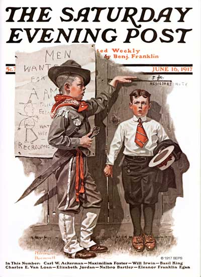 "The Clubhouse Examination," Norman Rockwell, 1917