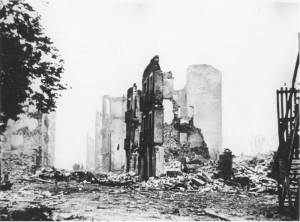 Remnants of the town of Guernica, post-bombing. (1937)