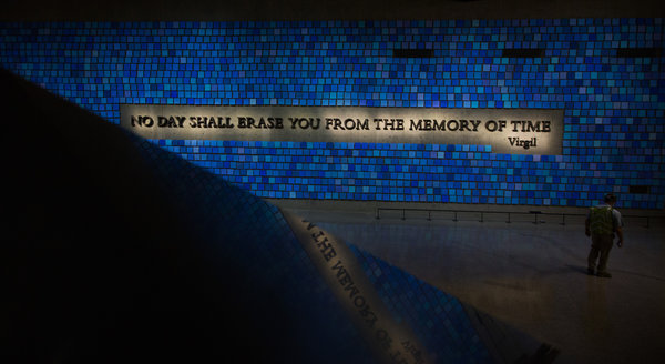 Spencer Finch, "Trying To Remember the Color of the Sky on That September Morning." At the National September 11 Memorial Museum. Photo by Damon Winter, courtesy of New York Times