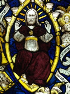 An image of God on his throne, from one of the windows featured in the Dome.