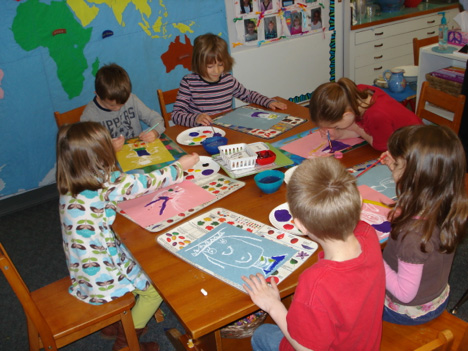 children working on Art Docent Program projects
