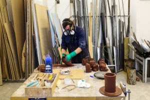 Creating vases out of toxic material requires the artists to use protection such as gloves and masks c/o The Guardian