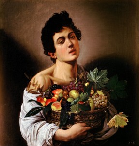 Caravaggio, "Boy with a Basket of Fruit," 1593, c/o wikimedia