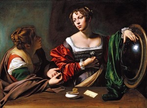 Caravaggio, "Martha and Mary Magdalene," 1598. c/o artblart.wordpress.com