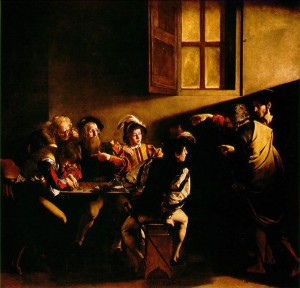 Caravaggio's "Calling of St. Matthew," 1599-1600, c/o bc.edu