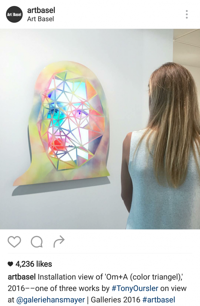 Screenshot from Art Basel's Instagram, featuring an image of
