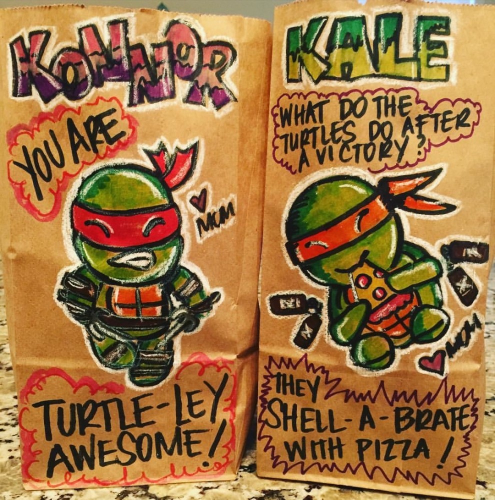 Just of one Jenn Aguilar's punny brown bag art creations. Photo c/o Buzzfeed.