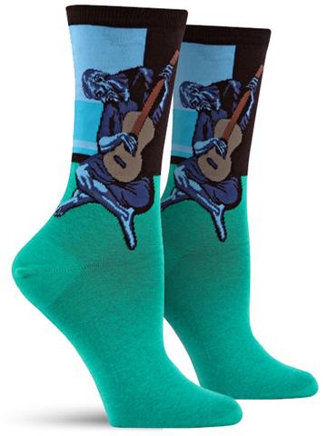 Picasso's The Old Guitarist...on socks. Image c/o The Sock Drawer.