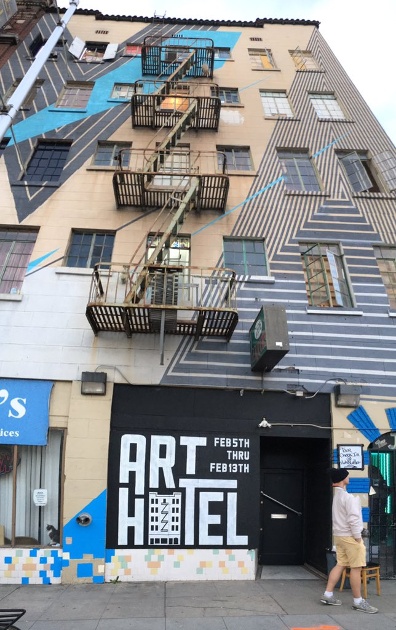 Jake Castro's mural work adorns the exterior of Art Hotel. Image c/o kcra.com.