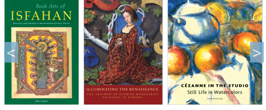 A screenshot of several books from Getty Publications' Virtual Library.