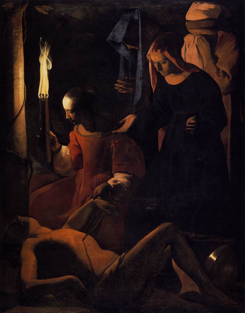 St, Sebastian Tended by Irene by Georges de la Tour.
