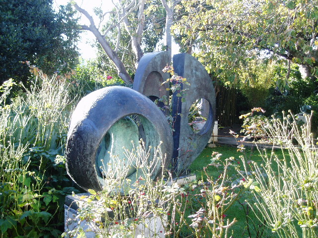 Barbara Hepworth's garden, now a sculpture garden at Trewyn Studios, now a sculpture garden. Image c/o Wikimedia.